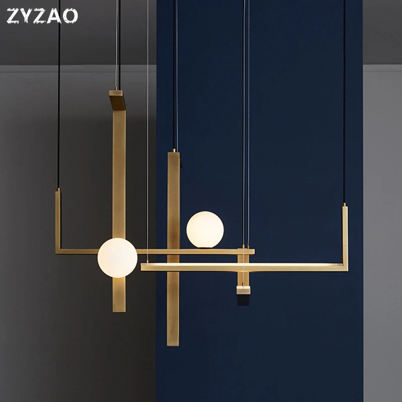 suspension moderne en fer et verre pour décoration intérieure - vue 2 sur 9