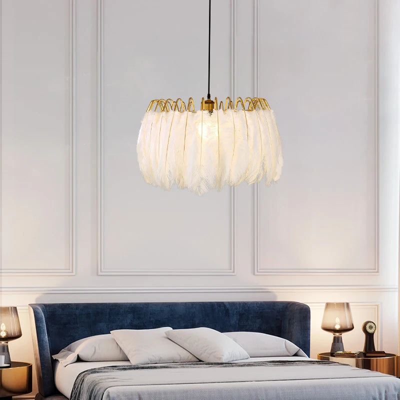 suspension moderne romantique en plumes pour décoration intérieure - vue 3 sur 8
