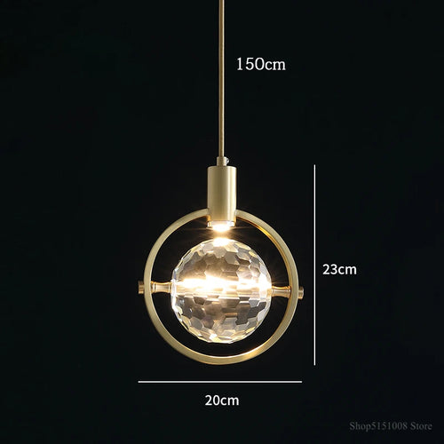 suspension LED en cristal design nordique luxueux