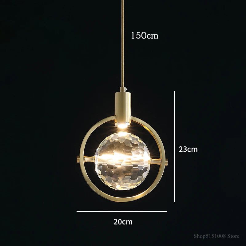 suspension LED en cristal design nordique luxueux