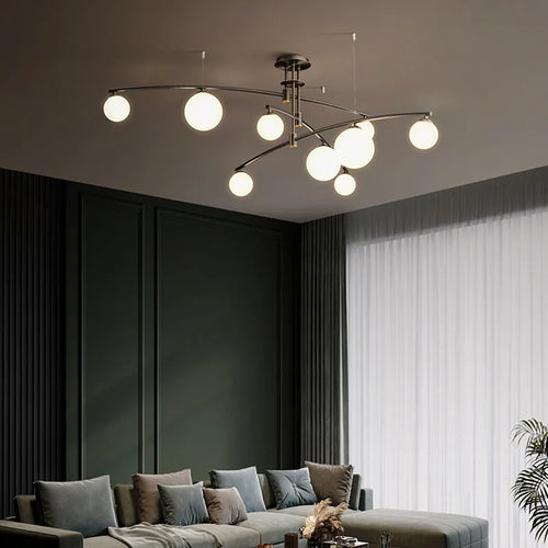 suspension moderne en métal et verre pour intérieur - vue 2 sur 18