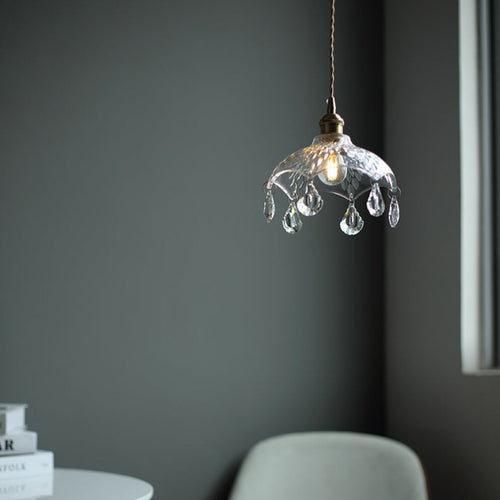Suspension avec abat-jour en verre vintage Louvain - vue 4 sur 6