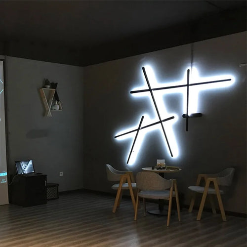 applique murale led rétro-éclairé simple longue bande art déco - vue 4 sur 9