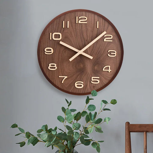 horloge murale chinoise en bois style nordique décor moderne - vue 2 sur 9
