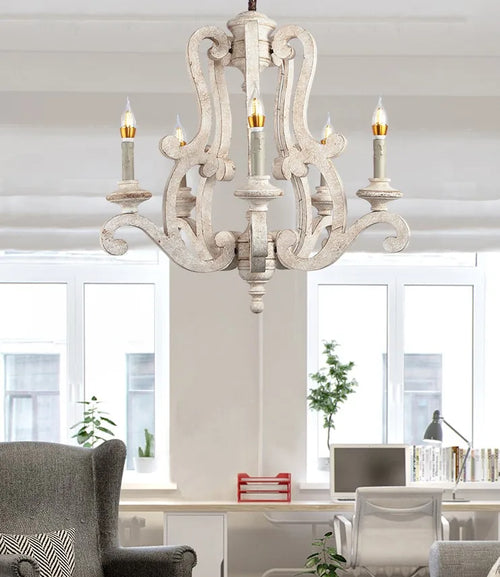lustre en bois de style européen pour décoration intérieure - vue 6 sur 6