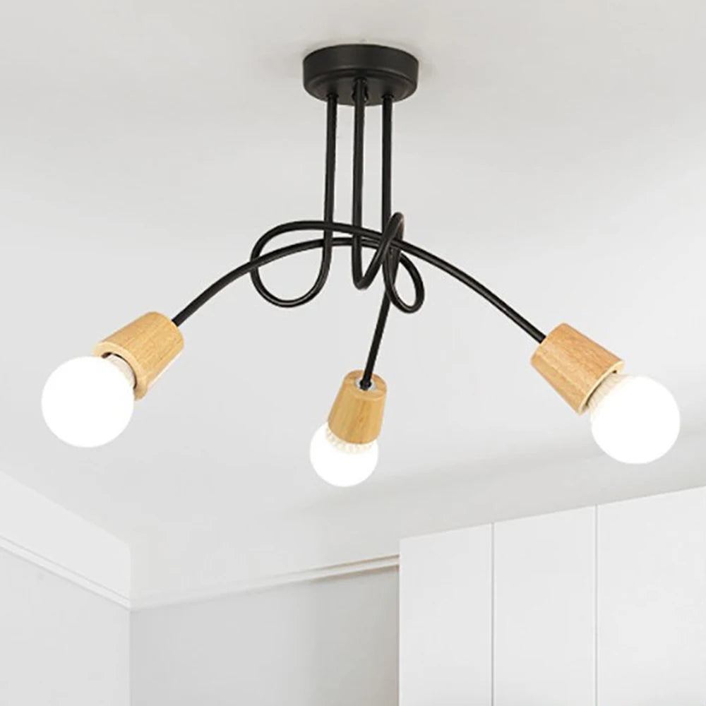 lustre vintage en fer avec 3/5 prises éclairage nordique moderne