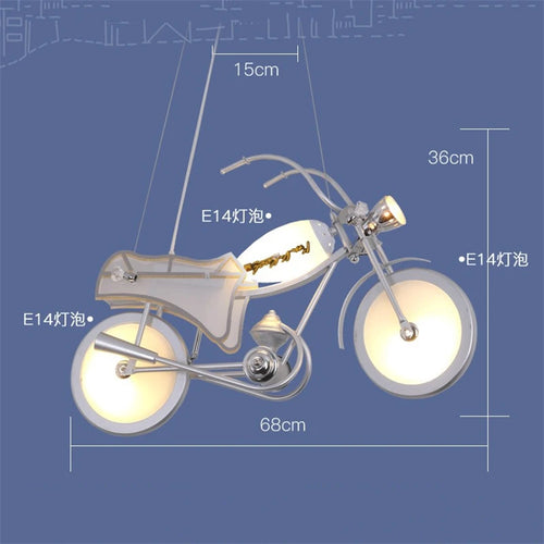 lustre led créatif nordique pour chambre d'enfants en acrylique moto - vue 3 sur 9