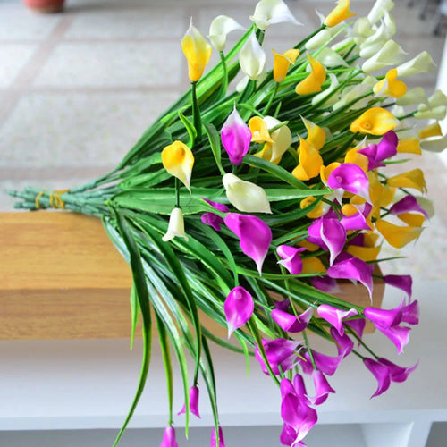 bouquet de 25 têtes de mini calla artificiel décoration florale élégante - vue 2 sur 12