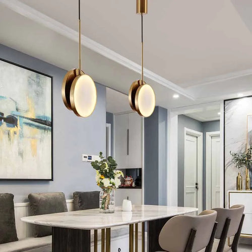 suspension ronde à deux led en marbre naturel pour décoration intérieure - vue 5 sur 8