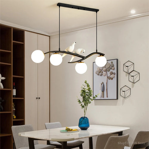 lustre moderne nordique en verre led pour restaurant bar - vue 4 sur 14