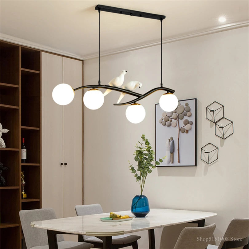 lustre moderne nordique en verre led pour restaurant bar - vue 3 sur 14