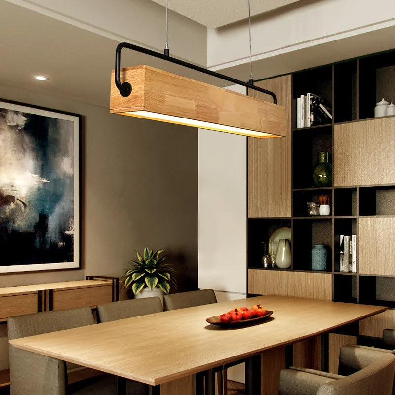 lampes suspendues nordiques en bois led modernes - vue 4 sur 7