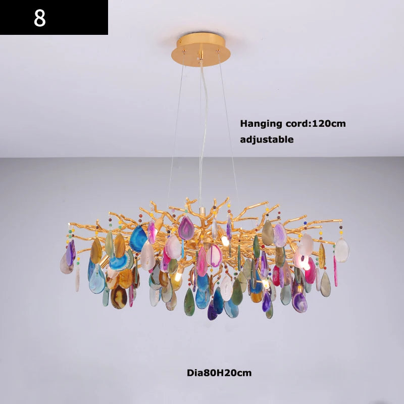 lustre design art déco en agate colorée pour intérieur élégant - vue 14 sur 17