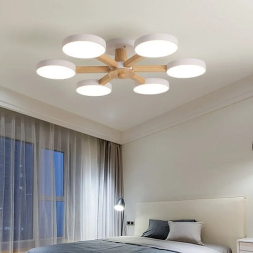 plafonnier led en bois pour une ambiance chaleureuse et moderne - vue 6 sur 6