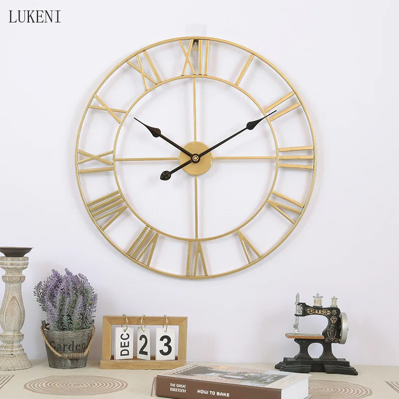 horloge murale ronde rétro 3D chiffres romains décoration intérieure - vue 10 sur 11