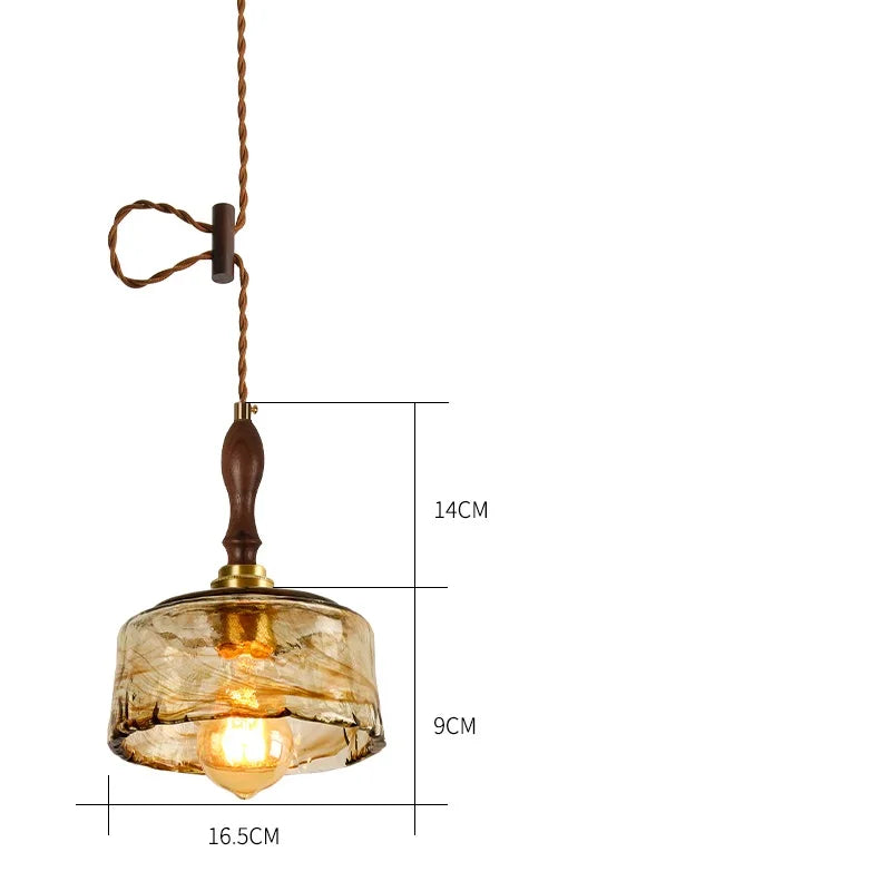suspension led style japonais en bois cuivre réglable vintage - vue 19 sur 21