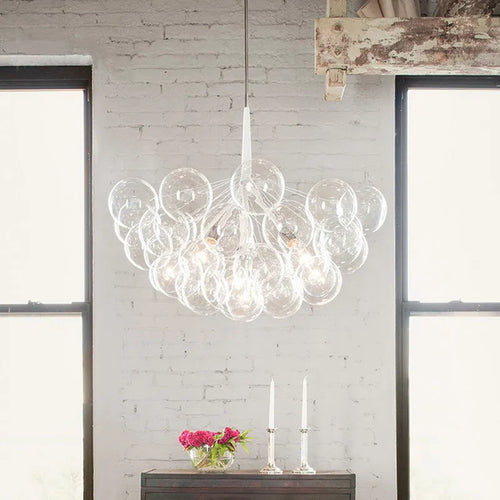 lustre nordique à lunettes avec fils café et lampes en verre - vue 4 sur 9