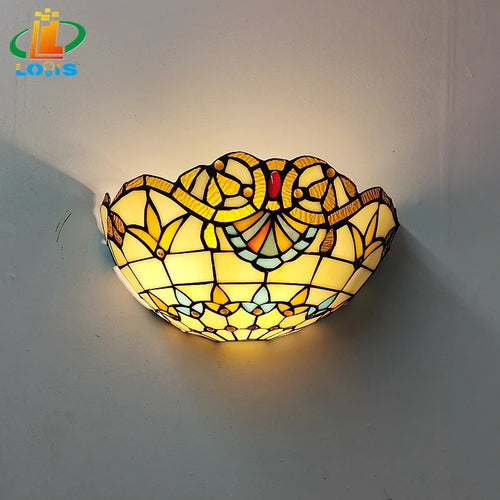 applique murale en verre style européen art déco tiffany - vue 6 sur 6