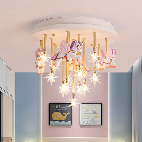 plafonnier led mignon pour enfants avec cheval et grue - vue 3 sur 9
