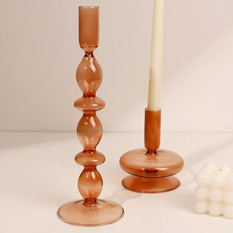 bougeoirs en verre pour décoration de table festive - vue 4 sur 11