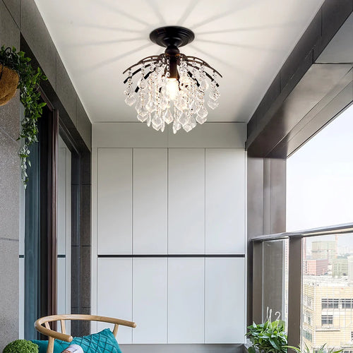 plafonnier led en cristal doré pour décoration moderne - vue 2 sur 22