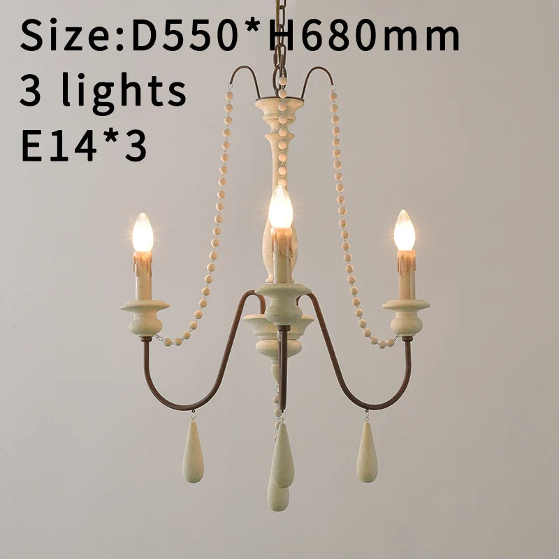 Lustre nordique en bois rétro blanc vintage gris suspendu pour cuisine/chambre à coucher salon 3/6/8/12 lumières salon - vue 11 sur 18