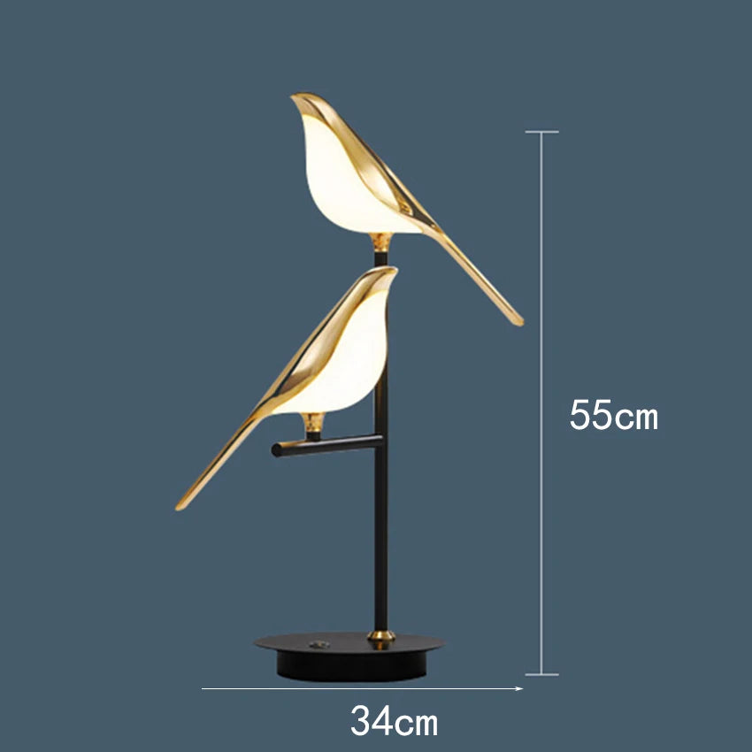 design lampe de table LED placage postmoderne or oiseau alliage acrylique lampe de bureau pour chambre étude salle salon lampadaire - vue 9 sur 10