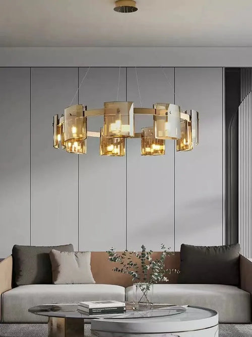 lustre moderne de luxe simple en verre led nordique - vue 2 sur 12