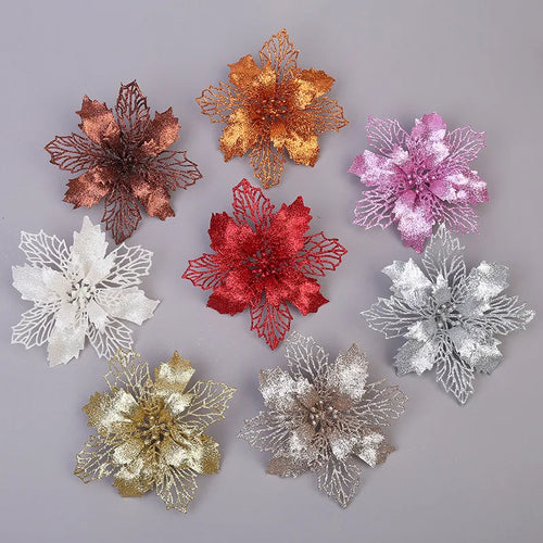 décoration suspendue fleur pailletée pour arbre de noël - vue 2 sur 34