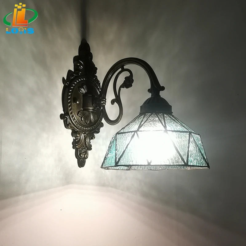 applique murale style tiffany en verre lumineux décoratif - vue 2 sur 6