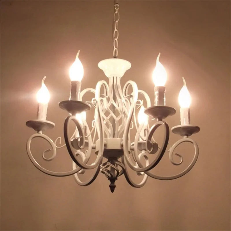 lustre classique vintage à 6 ou 8 bougies en fer forgé - vue 6 sur 6