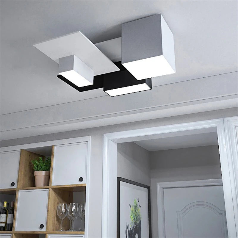 plafonnier nordique moderne simple boîte créative combinaison géométrique - vue 4 sur 11