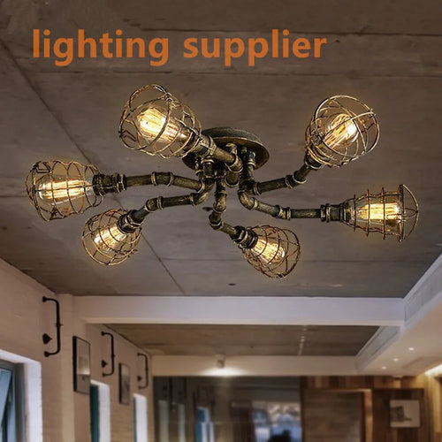 plafonnier industriel rétro style américain pour restaurant et bar - vue 5 sur 6