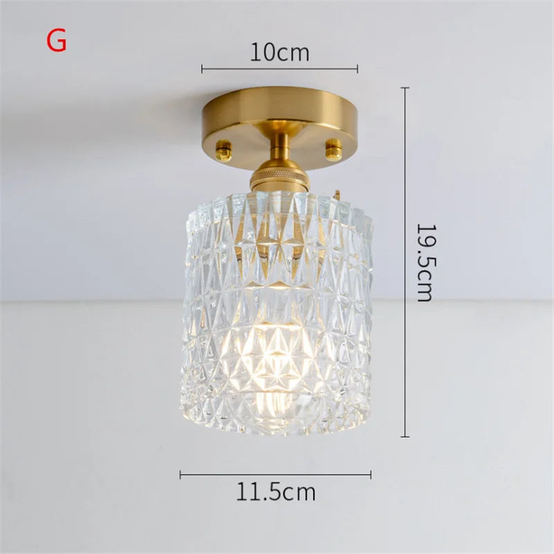 Plafonnier en verre nordique rétro Loft Vintage plafonnier salle à manger couloir moderne cuivre E27 plafond abat-jour en verre - vue 13 sur 26