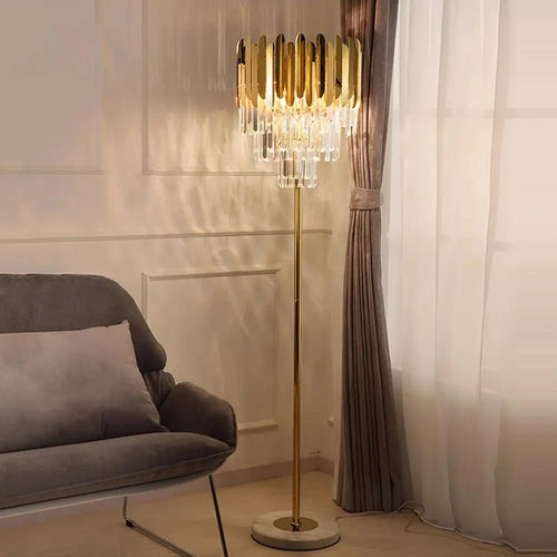 lampe LED post-moderne en acier inoxydable cristal marbre doré - vue 3 sur 20