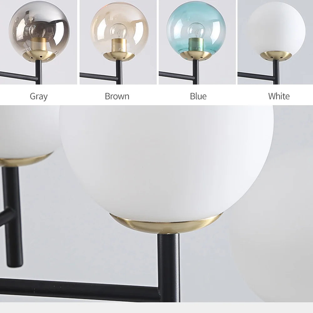lustre industriel nordique 6 lumières ampoules à bulles de verre - vue 5 sur 14