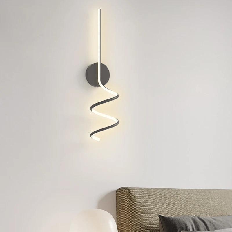 applique murale scandinave simple en spirale en aluminium et métal led - vue 4 sur 12
