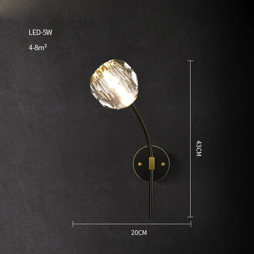 applique murale led postmoderne en cuivre et cristal - vue 22 sur 22