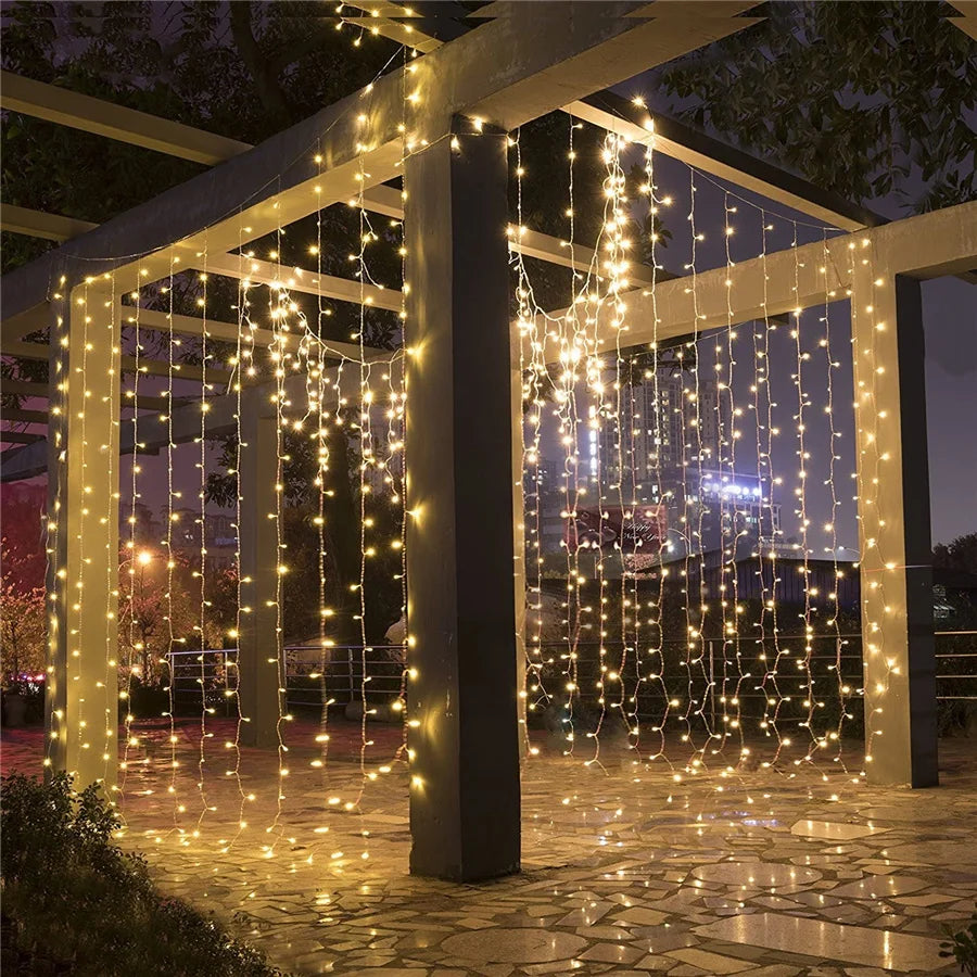 rideau lumineux led glaçons guirlande décorative pour fêtes et mariages - vue 4 sur 8