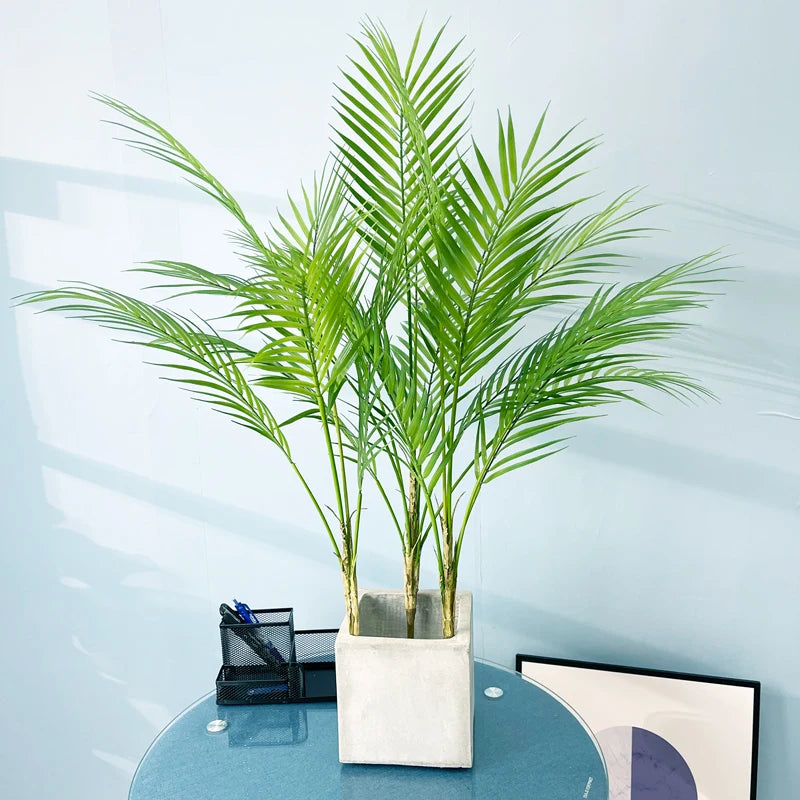 plantes tropicales palmier artificiel avec feuilles monstera décoration jardin - vue 2 sur 12