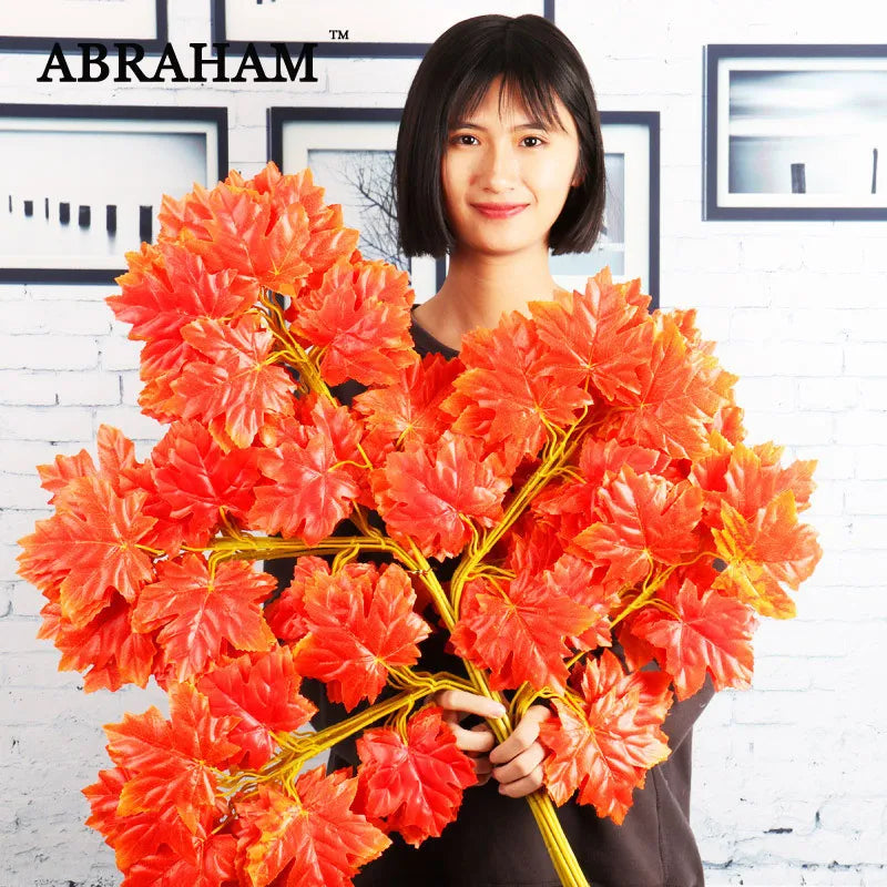 lot de 12 feuilles d'érable artificielles pour décoration d'automne - vue 1 sur 19