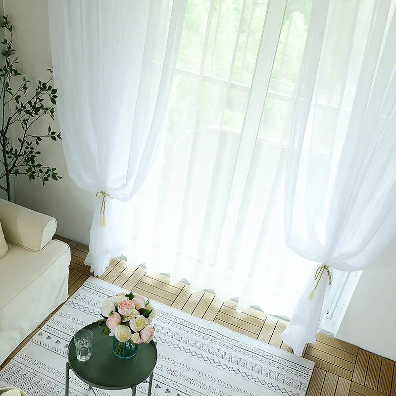 Voilage tulle transparent mesure hauteur 300cm salon chambre - vue 2 sur 11