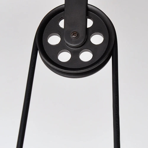 suspension industrielle vintage à 3 têtes avec poulie en fer - vue 6 sur 8