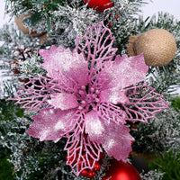 décoration suspendue fleur pailletée pour arbre de noël
