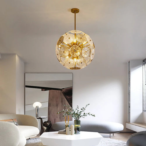 Deyidn luxe or suspension ronde verre plafond lustre pour Villa salle à manger chambre décorative moderne intérieur lumière - vue 6 sur 8