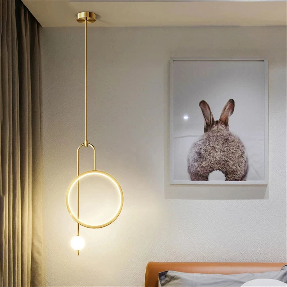 suspension led anneau design nordique pour décoration intérieure moderne - vue 6 sur 8