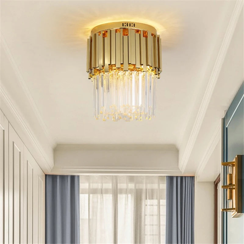 lustre en cristal doré moderne design pour intérieur élégant - vue 4 sur 6