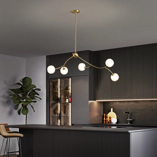 lustre de restaurant en cuivre design ambiance moderne pour intérieur - vue 4 sur 10
