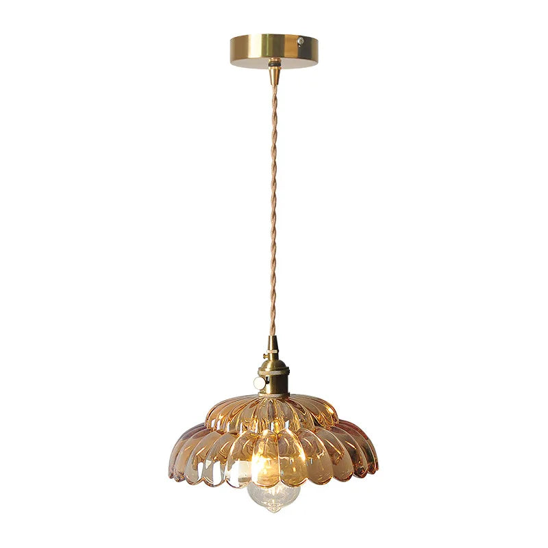 suspension en verre cuivre pour restaurant bar et loft - vue 4 sur 7