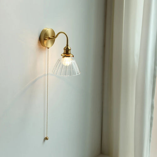 applique murale nordique moderne LED lampe à côté de l'interrupteur à chaîne chambre salle de bain miroir escalier lumière verre cuivre - vue 5 sur 23